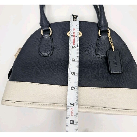 Coach Mini Cora Domed Satchel Bi Color Leather F34517 Midnight Blue W/ Wristlet - Picture 14 of 16